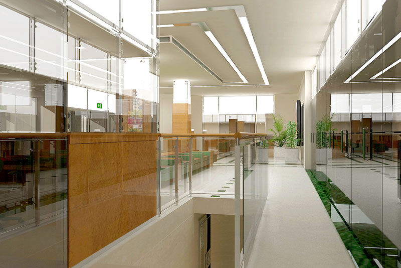 Дизайн интерьеров офиса операционного зала банка. 2000 кв.м. Москва 