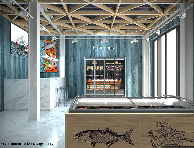 Дизайн рыбного магазина Polar Seafood 55 м2 