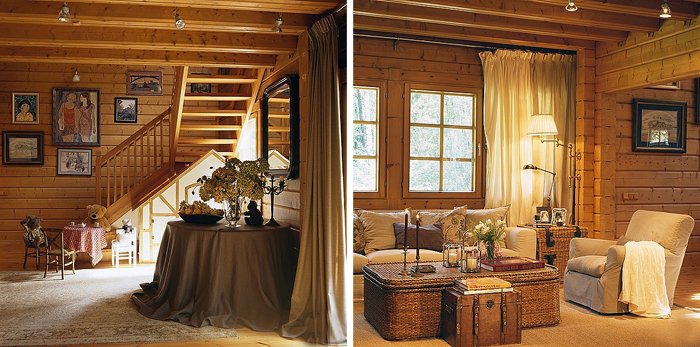 гостиная: дизайн интерьера в деревянном доме